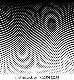 Abstract Black  Striped Background . Vector parallel curved, oblique lines texture