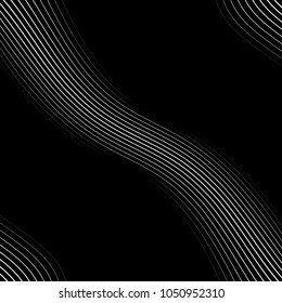 Abstract Black  Striped Background . Vector parallel curved, oblique lines texture
