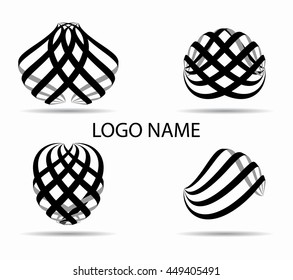Abstract black striped logos.