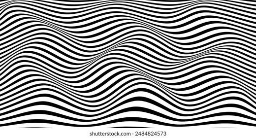 Abstract black stripes art wave line background. Vector illustration