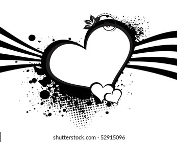 abstract black stripes background with grungy black heart