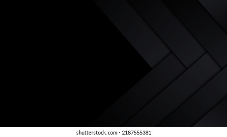 Abstract black stripes diagonal layered arrow on dark background luxury style. Vector illustration