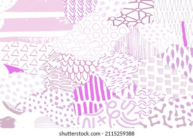 Resumen de trazos negros, patrón vector esbozado por la mano. Patrón abstracto retro en estilo geométrico. Resumen de patrón geométrico multicolor.	
