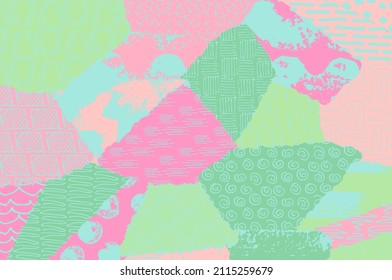Abstract black strokes, Hand sketched Vector Pattern. Retro abstract pattern in geometric style. Abstract multicolored geometric pattern.	

