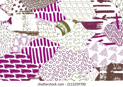 Abstract black strokes, Hand sketched Vector Pattern. Retro abstract pattern in geometric style. Abstract multicolored geometric pattern.	
