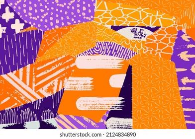 Abstract black strokes, Hand sketched Vector Pattern. Abstract background in geometric style. Abstract multicolored geometric pattern