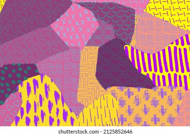 Abstract black strokes, Hand sketched Vector Pattern. Abstract background in geometric style. Abstract multicolored geometric pattern	
