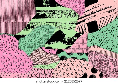 Abstract black strokes, Hand sketched Vector Pattern. Abstract background in geometric style. Abstract multicolored geometric pattern	

