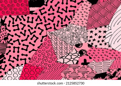 Abstract black strokes, Hand sketched Vector Pattern. Abstract background in geometric style. Abstract multicolored geometric pattern	
