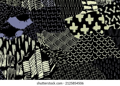 Abstract black strokes, Hand sketched Vector Pattern. Abstract background in geometric style. Abstract multicolored geometric pattern	
