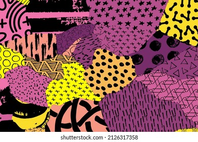 Abstract black strokes, Hand sketched Vector Pattern. Abstract background in geometric style. Abstract multicolored geometric pattern	
