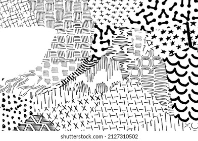Abstract black strokes, Hand sketched Vector Pattern. Abstract background in geometric style. Abstract multicolored geometric pattern	
