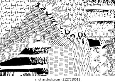 Abstract black strokes, Hand sketched Vector Pattern. Abstract background in geometric style. Abstract multicolored geometric pattern	
