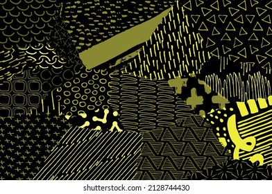 Abstract black strokes, Hand sketched Vector Pattern. Abstract background in geometric style. Abstract multicolored geometric pattern	
