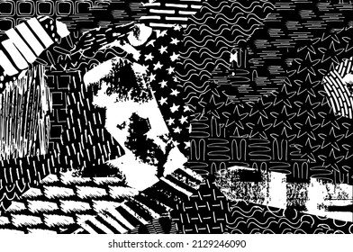 Abstract black strokes, Hand sketched Vector Pattern. Abstract background in geometric style. Abstract multicolored geometric pattern	
