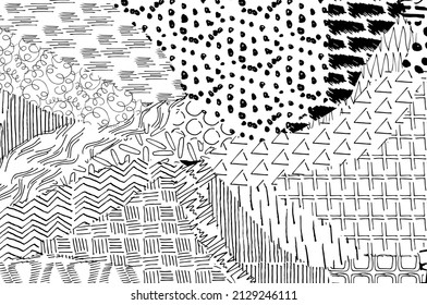 Abstract black strokes, Hand sketched Vector Pattern. Abstract background in geometric style. Abstract multicolored geometric pattern	
