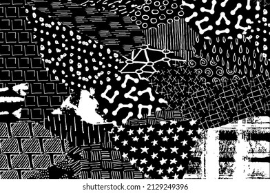 Abstract black strokes, Hand sketched Vector Pattern. Abstract background in geometric style. Abstract multicolored geometric pattern	
