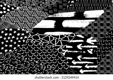 Abstract black strokes, Hand sketched Vector Pattern. Abstract background in geometric style. Abstract multicolored geometric pattern	
