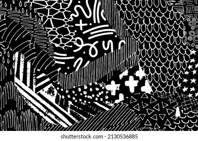 Abstract black strokes, Hand sketched Vector Pattern. Abstract background in geometric style. Abstract multicolored geometric pattern	
