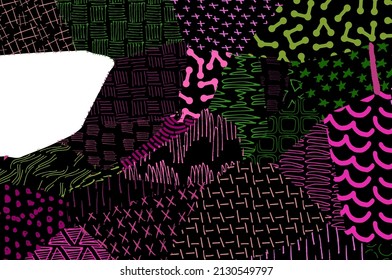 Abstract black strokes, Hand sketched Vector Pattern. Abstract background in geometric style. Abstract multicolored geometric pattern	
