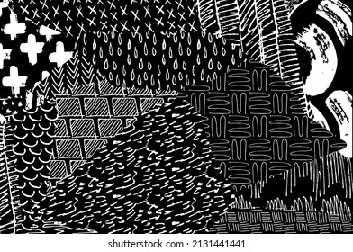 Abstract black strokes, Hand sketched Vector Pattern. Abstract background in geometric style. Abstract multicolored geometric pattern	
