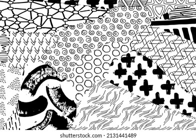 Abstract black strokes, Hand sketched Vector Pattern. Abstract background in geometric style. Abstract multicolored geometric pattern	

