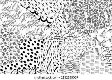 Abstract black strokes, Hand sketched Vector Pattern. Abstract background in geometric style. Abstract multicolored geometric pattern	