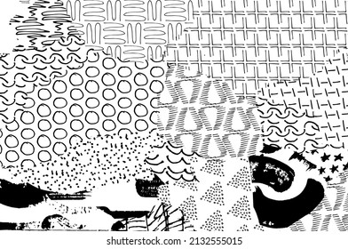 Abstract black strokes, Hand sketched Vector Pattern. Abstract background in geometric style. Abstract multicolored geometric pattern	