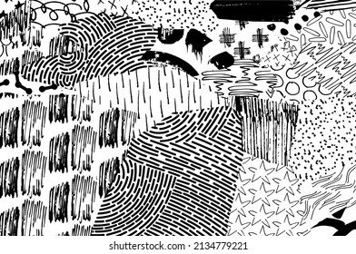 Abstract black strokes, Hand sketched Vector Pattern. Abstract background in geometric style. Abstract multicolored geometric pattern	
