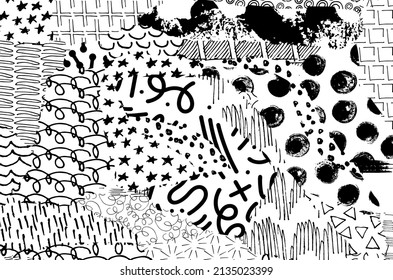 Abstract black strokes, Hand sketched Vector Pattern. Abstract background in geometric style. Abstract multicolored geometric pattern	
