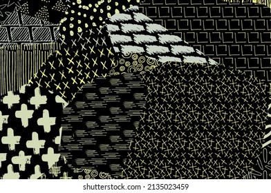 Abstract black strokes, Hand sketched Vector Pattern. Abstract background in geometric style. Abstract multicolored geometric pattern	
