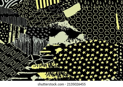 Abstract black strokes, Hand sketched Vector Pattern. Abstract background in geometric style. Abstract multicolored geometric pattern	
