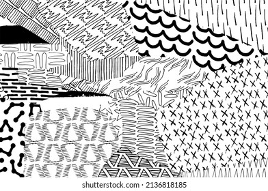 Abstract black strokes, Hand sketched Vector Pattern. Abstract background in geometric style. Abstract multicolored geometric pattern	