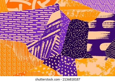 Abstract black strokes, Hand sketched Vector Pattern. Abstract background in geometric style. Abstract multicolored geometric pattern	