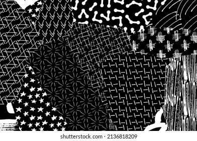 Abstract black strokes, Hand sketched Vector Pattern. Abstract background in geometric style. Abstract multicolored geometric pattern	