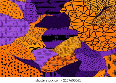 Abstract black strokes, Hand sketched Vector Pattern. Abstract background in geometric style. Abstract multicolored geometric pattern	