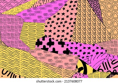 Abstract black strokes, Hand sketched Vector Pattern. Abstract background in geometric style. Abstract multicolored geometric pattern	