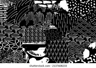 Abstract black strokes, Hand sketched Vector Pattern. Abstract background in geometric style. Abstract multicolored geometric pattern	