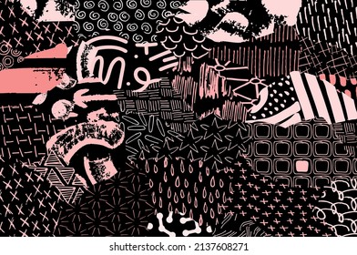 Abstract black strokes, Hand sketched Vector Pattern. Abstract background in geometric style. Abstract multicolored geometric pattern	
