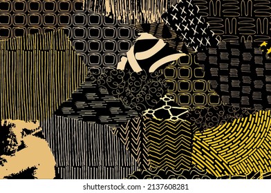 Abstract black strokes, Hand sketched Vector Pattern. Abstract background in geometric style. Abstract multicolored geometric pattern	