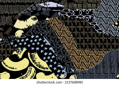 Abstract black strokes, Hand sketched Vector Pattern. Abstract background in geometric style. Abstract multicolored geometric pattern	