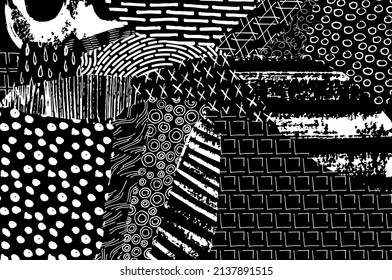 Abstract black strokes, Hand sketched Vector Pattern. Abstract background in geometric style. Abstract multicolored geometric pattern	
