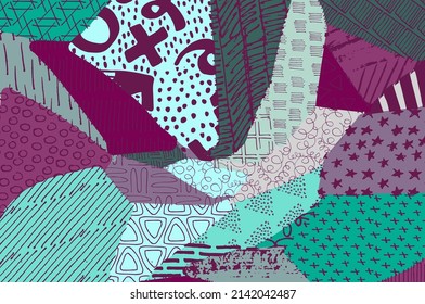 Abstract black strokes, Hand sketched Vector Pattern. Abstract background in geometric style. Abstract multicolored geometric pattern