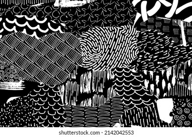 Abstract black strokes, Hand sketched Vector Pattern. Abstract background in geometric style. Abstract multicolored geometric pattern