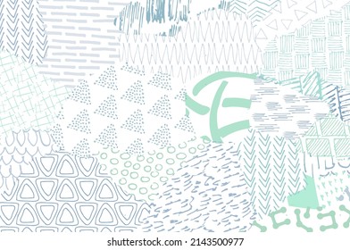 Abstrakte schwarze Striche, handgezeichnete Vektormuster. Abstrakter Hintergrund im geometrischen Stil. Abstraktes, mehrfarbiges geometrisches Muster	
