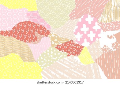 Abstract black strokes, Hand sketched Vector Pattern. Abstract background in geometric style. Abstract multicolored geometric pattern	
