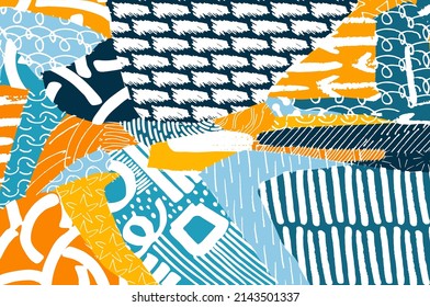 Abstract black strokes, Hand sketched Vector Pattern. Abstract background in geometric style. Abstract multicolored geometric pattern	
