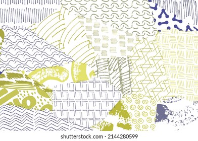 Abstract black strokes, Hand sketched Vector Pattern. Abstract background in geometric style. Abstract multicolored geometric pattern	