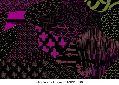 Abstract black strokes, Hand sketched Vector Pattern. Abstract background in geometric style. Abstract multicolored geometric pattern	

