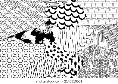 Abstract black strokes, Hand sketched Vector Pattern. Abstract background in geometric style. Abstract multicolored geometric pattern	
